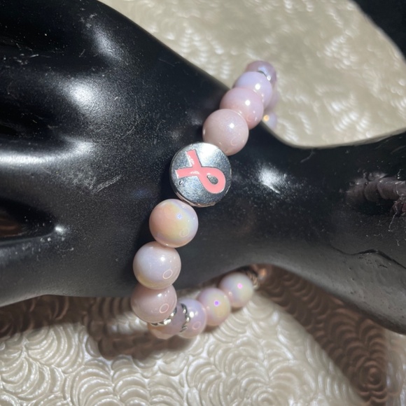 Breast Cancer Awareness Beaded Stretch Bracelet - Picture 5 of 7